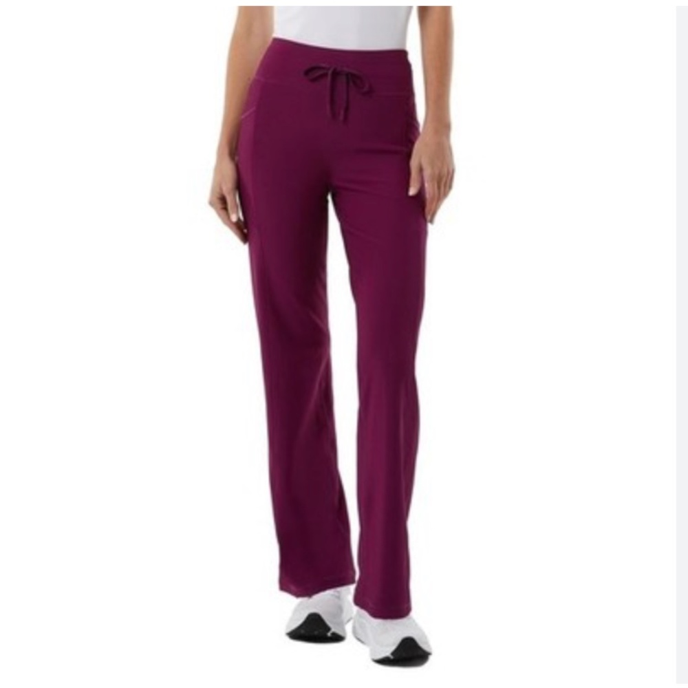32 Degrees Women's  Mid-Rise Drawstring Waist Stretch Flare Pant Purple Sz L